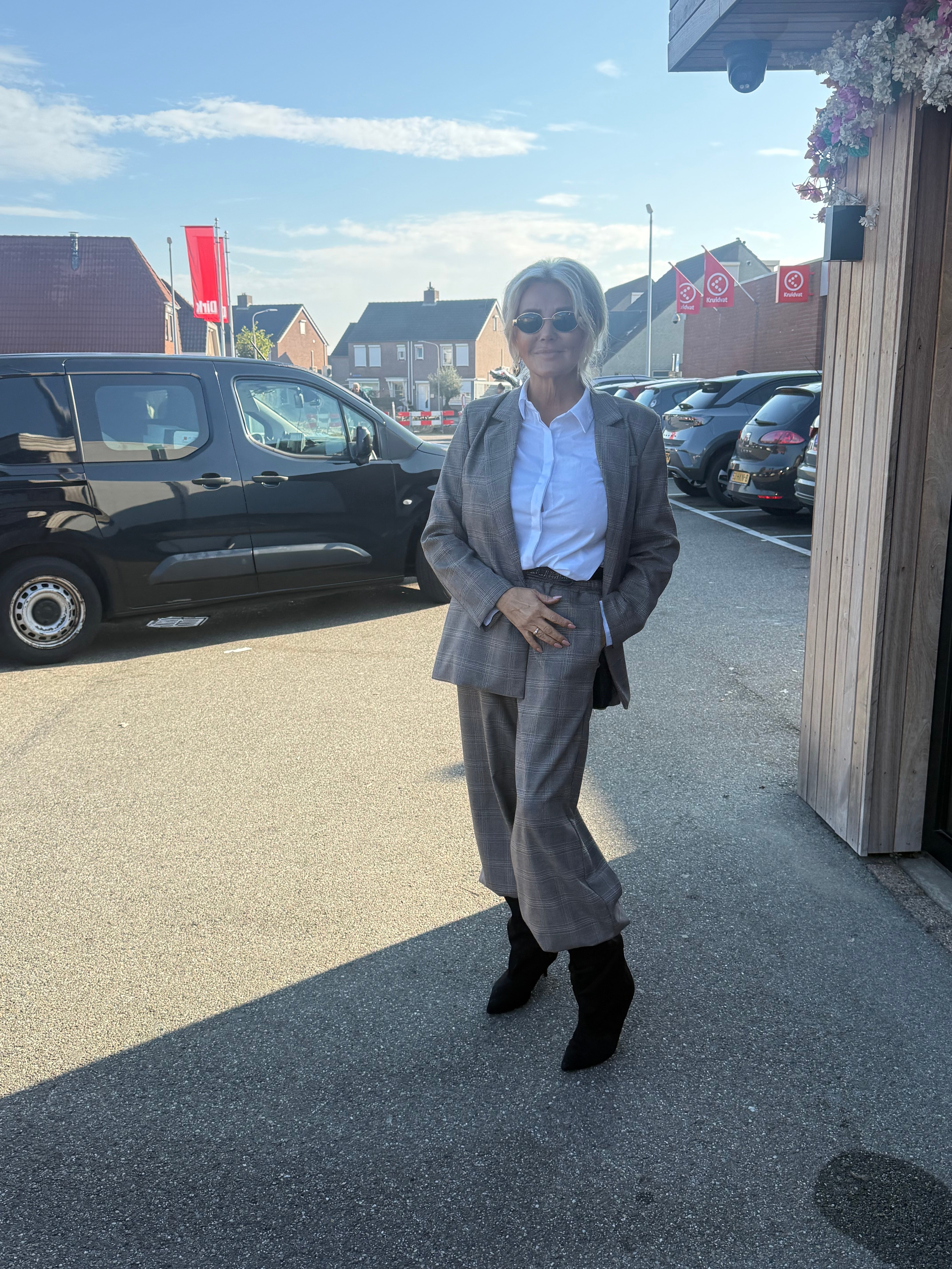 Broek Jill ballon grijs /Camel ruit